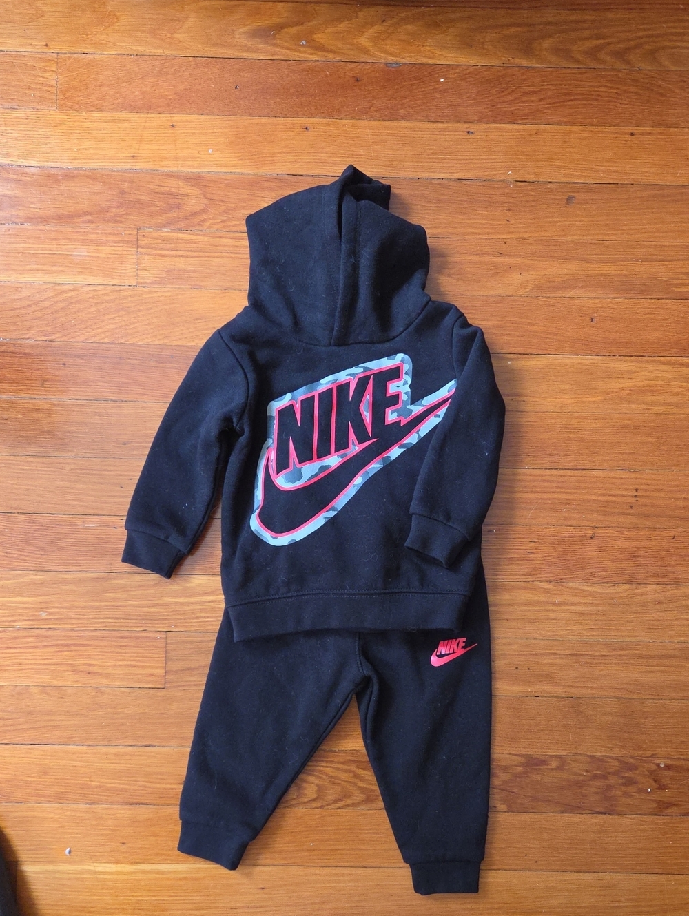 Nike Black Kids Hoodie & Joggers with Pink Accent Logo